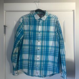 Original Penguin Turquoise and White Plaid Shirt